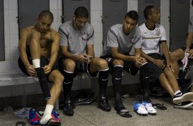 Jogadores nos vestirios antes da partida entre Ponte Preta/Campinas x Corinthians, realizada esta noite no estdio Moiss Lucarelli, vlida pela 5 rodada do Campeonato Brasileiro de 2012