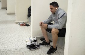 Nos vestiários antes da partida entre Corinthians x Cruzeiro, realizada esta noite no estádio do Pacaembu, jogo válido pela 12ª rodada do Campeonato Brasileiro de 2012
