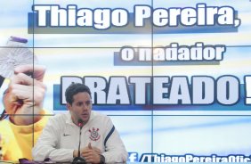 O nadador Thiago Pereira durante coletiva de imprensa realizado no CT Joaquim Grava