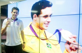 O nadador Thiago Pereira durante coletiva de imprensa realizado no CT Joaquim Grava