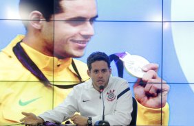 O nadador Thiago Pereira durante coletiva de imprensa realizado no CT Joaquim Grava