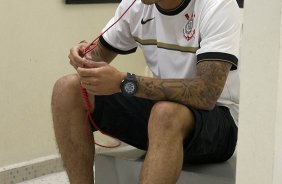 Nos vestirios antes da partida entre Corinthians x Atltico-GO, realizada esta noite no estdio do Pacaembu, jogo vlido pela 15 rodada do Campeonato Brasileiro de 2012