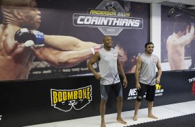 O lutador de MMA, Anderson Silva durante treinamento esta manhã na academia do Parque São Jorge