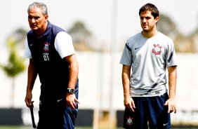 Martinez e o tcnico Tite durante Treino do Corinthians realizado no CT Joaquim Grava