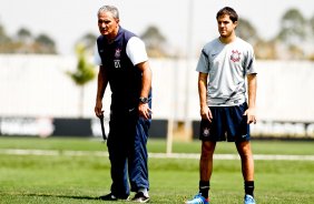 Martinez e o tcnico Tite durante Treino do Corinthians realizado no CT Joaquim Grava