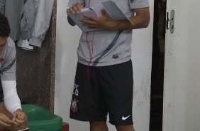 Nos vestiários antes da partida entre Portuguesa x Corinthians, realizada esta noite no estádio do Caninde, jogo válido pela 30ª rodada do Campeonato Brasileiro de 2012
