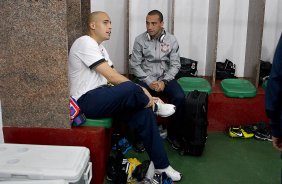 Nos vestirios antes da partida entre Portuguesa x Corinthians, realizada esta noite no estdio do Caninde, jogo vlido pela 30 rodada do Campeonato Brasileiro de 2012