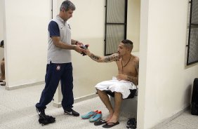 Nos vestiários antes da partida entre Corinthians x Vasco da Gama, realizada esta tarde no estádio do Pacaembu, jogo válido pela 33ª rodada do Campeonato Brasileiro de 2012