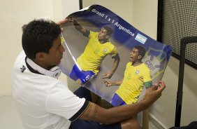 Nos vestiários antes da partida entre Corinthians x Vasco da Gama, realizada esta tarde no estádio do Pacaembu, jogo válido pela 33ª rodada do Campeonato Brasileiro de 2012