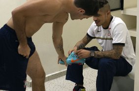 Nos vestiários antes da partida entre Corinthians x Coritiba, realizada esta noite no estádio do Pacaembu, jogo válido pela 35ª rodada do Campeonato Brasileiro de 2012