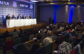 Durante evento no Museu do Futebol, no Pacaembu, o Corinthians anunciou seu novo patrocinador master, a Caixa Economica Federal; São Paulo / SP - Brasil - 20/11/2012
