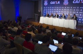 Durante evento no Museu do Futebol, no Pacaembu, o Corinthians anunciou seu novo patrocinador master, a Caixa Economica Federal; São Paulo / SP - Brasil - 20/11/2012