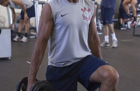 Durante o treino realizado esta manh no CT Joaquim Grava, localizado no Parque Ecolgico do Tiete. O prximo jogo da equipe ser domingo, dia 02/12, contra o So Paulo, no Pacaembu, vlido pela 38 rodada do Campeonato Brasileiro de 2012