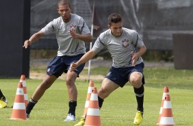 Durante o treino realizado esta manh no CT Joaquim Grava, localizado no Parque Ecolgico do Tiete. O prximo jogo da equipe ser amanh, domingo, dia 02/12, contra o So Paulo, no Pacaembu, vlido pela 38 rodada do Campeonato Brasileiro de 2012