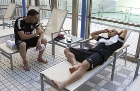 Durante o treino de recuperao do Corinthians, na piscina do Hilton Hotel, esta manh aps o jogo contra o Al Ahly, do Egito/Africa, primeiro jogo da disputa do Campeonato Mundial Interclubes organizado pela FIFA, a ser jogado nas cidades de Toyota e Yokohama