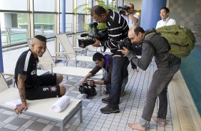 Durante o treino de recuperao do Corinthians, na piscina do Hilton Hotel, esta manh aps o jogo contra o Al Ahly, do Egito/Africa, primeiro jogo da disputa do Campeonato Mundial Interclubes organizado pela FIFA, a ser jogado nas cidades de Toyota e Yokohama