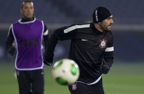 Durante o treino do Corinthians esta noite no Yokohama Stadium, na cidade de Yokohama/Japao; o time se prepara para o jogo contra o Chelsea/Inglaterra, amanhã, dia 16/12, domingo, na disputa do titulo de Campeão Mundial Interclubes 2012 organizado pela FIFA - Yokohama/Japan