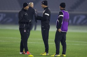Durante o treino do Corinthians esta noite no Yokohama Stadium, na cidade de Yokohama/Japao; o time se prepara para o jogo contra o Chelsea/Inglaterra, amanhã, dia 16/12, domingo, na disputa do titulo de Campeão Mundial Interclubes 2012 organizado pela FIFA - Yokohama/Japan