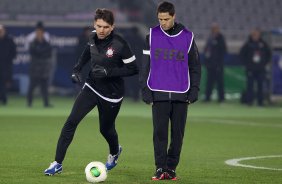 Durante o treino do Corinthians esta noite no Yokohama Stadium, na cidade de Yokohama/Japao; o time se prepara para o jogo contra o Chelsea/Inglaterra, amanhã, dia 16/12, domingo, na disputa do titulo de Campeão Mundial Interclubes 2012 organizado pela FIFA - Yokohama/Japan