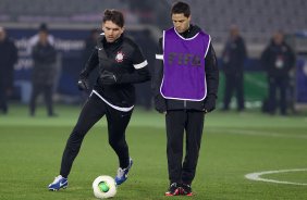 Durante o treino do Corinthians esta noite no Yokohama Stadium, na cidade de Yokohama/Japao; o time se prepara para o jogo contra o Chelsea/Inglaterra, amanh, dia 16/12, domingo, na disputa do titulo de Campeo Mundial Interclubes 2012 organizado pela FIFA - Yokohama/Japan