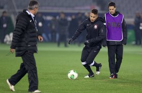 Durante o treino do Corinthians esta noite no Yokohama Stadium, na cidade de Yokohama/Japao; o time se prepara para o jogo contra o Chelsea/Inglaterra, amanhã, dia 16/12, domingo, na disputa do titulo de Campeão Mundial Interclubes 2012 organizado pela FIFA - Yokohama/Japan
