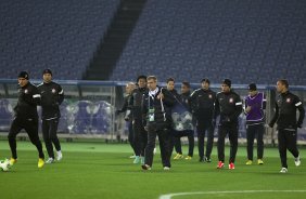 Durante o treino do Corinthians esta noite no Yokohama Stadium, na cidade de Yokohama/Japao; o time se prepara para o jogo contra o Chelsea/Inglaterra, amanhã, dia 16/12, domingo, na disputa do titulo de Campeão Mundial Interclubes 2012 organizado pela FIFA - Yokohama/Japan