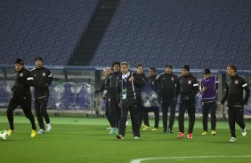 Durante o treino do Corinthians esta noite no Yokohama Stadium, na cidade de Yokohama/Japao; o time se prepara para o jogo contra o Chelsea/Inglaterra, amanh, dia 16/12, domingo, na disputa do titulo de Campeo Mundial Interclubes 2012 organizado pela FIFA - Yokohama/Japan