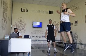 Durante o treino realizado esta manh no CT Joaquim Grava, localizado no Parque Ecolgico do Tiete. O prximo jogo da equipe ser domingo, dia 20/01, contra o Paulista de Jundia, no estdio Jaime Cintra , em Jundia, vlido pela 1 rodada do Campeonato Paulista de 2013