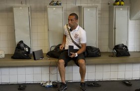 Nos vestiários antes do jogo desta tarde entre Paulista x Corinthians, no estádio Jaime Cintra , em Jundiaí, válido pela 1ª rodada do Campeonato Paulista 2013 - Jundiaí/SP
