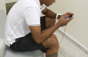 Nos vestiários antes da partida entre Corinthians x Ponte Preta/Campinas realizada esta tarde no estádio do Pacaembu, jogo válido pela 1ª rodada do Campeonato Paulista de 2013