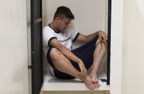 Nos vestiários antes da partida entre Corinthians x Ponte Preta/Campinas realizada esta tarde no estádio do Pacaembu, jogo válido pela 1ª rodada do Campeonato Paulista de 2013