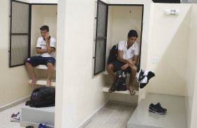 Nos vestiários antes da partida entre Corinthians x Ponte Preta/Campinas realizada esta tarde no estádio do Pacaembu, jogo válido pela 1ª rodada do Campeonato Paulista de 2013