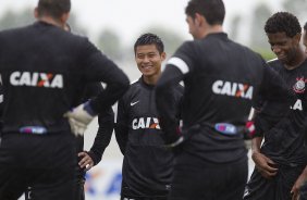 Durante o treino desta manh no CT Joaquim Grava, no Parque Ecolgico do Tiete. O prximo jogo da equipe ser amanh, domingo, dia 27/01, contra o Mirassol, no estdio Jos Maia, vlido pela 3 rodada do Campeonato Paulista de 2013