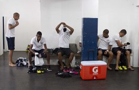 Nos vestiários antes da partida entre Mirassol x Corinthians realizada esta tarde no estádio José Maia, jogo válido pela 3ª rodada do Campeonato Paulista de 2013