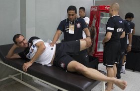 Nos vestirios antes da partida entre Corinthians x Mogi Mirim realizada esta noite no estdio do Pacaembu, jogo vlido pela 4 rodada do Campeonato Paulista de 2013