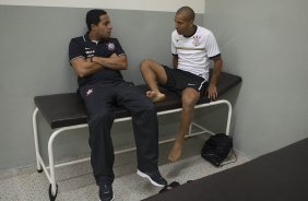 Nos vestirios antes da partida entre Corinthians x Mogi Mirim realizada esta noite no estdio do Pacaembu, jogo vlido pela 4 rodada do Campeonato Paulista de 2013