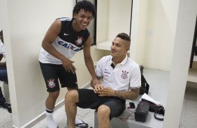 Nos vestirios antes da partida entre Corinthians x Mogi Mirim realizada esta noite no estdio do Pacaembu, jogo vlido pela 4 rodada do Campeonato Paulista de 2013