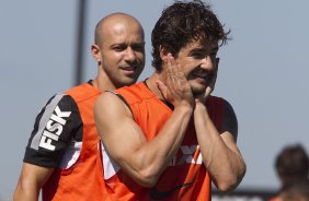 Durante o treino desta manh no CT Joaquim Grava, no Parque Ecolgico do Tiete. O prximo jogo da equipe ser amanh, domingo, 03/02, contra o Oeste, de Itpolis, no estdio do Pacaembu, vlido pela 5 rodada do Campeonato Paulista de 2013