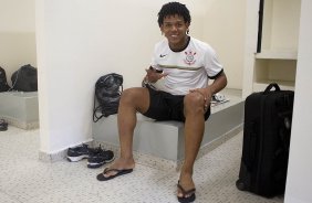 Nos vestiários antes da partida entre Corinthians x Oeste, de Itápolis realizada esta tarde no estádio do Pacaembu, jogo válido pela 5ª rodada do Campeonato Paulista de 2013