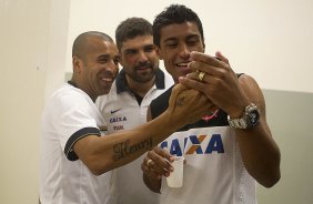 Nos vestiários antes da partida entre Corinthians x Oeste, de Itápolis realizada esta tarde no estádio do Pacaembu, jogo válido pela 5ª rodada do Campeonato Paulista de 2013