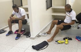 Nos vestiários antes da partida entre Corinthians x Oeste, de Itápolis realizada esta tarde no estádio do Pacaembu, jogo válido pela 5ª rodada do Campeonato Paulista de 2013