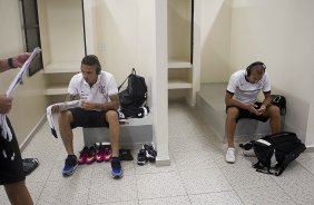 Nos vestiários antes da partida entre Corinthians x Oeste, de Itápolis realizada esta tarde no estádio do Pacaembu, jogo válido pela 5ª rodada do Campeonato Paulista de 2013