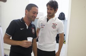 Nos vestiários antes da partida entre Corinthians x Oeste, de Itápolis realizada esta tarde no estádio do Pacaembu, jogo válido pela 5ª rodada do Campeonato Paulista de 2013