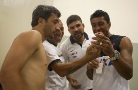 Nos vestiários antes da partida entre Corinthians x Oeste, de Itápolis realizada esta tarde no estádio do Pacaembu, jogo válido pela 5ª rodada do Campeonato Paulista de 2013