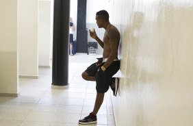 Nos vestirios antes da partida entre Corinthians x So Caetano realizada esta tarde no estdio do Pacaembu, jogo vlido pela 7 rodada do Campeonato Paulista de 2013