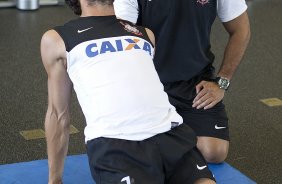 Durante o treino desta tarde no CT Joaquim Grava, no Parque Ecolgico do Tiete. O prximo jogo da equipe ser domingo, 17/02, contra o Palmeiras, no estdio do Pacaembu, vlido pela 8 rodada do Campeonato Paulista de 2013