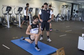 Durante o treino desta tarde no CT Joaquim Grava, no Parque Ecolgico do Tiete. O prximo jogo da equipe ser domingo, 17/02, contra o Palmeiras, no estdio do Pacaembu, vlido pela 8 rodada do Campeonato Paulista de 2013