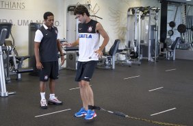 Durante o treino desta tarde no CT Joaquim Grava, no Parque Ecolgico do Tiete. O prximo jogo da equipe ser domingo, 17/02, contra o Palmeiras, no estdio do Pacaembu, vlido pela 8 rodada do Campeonato Paulista de 2013