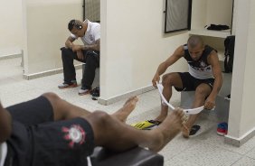Nos vestirios antes da partida entre Corinthians x Palmeiras realizada esta tarde no estdio do Pacaembu, jogo vlido pela 8 rodada do Campeonato Paulista de 2013