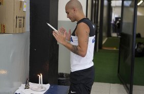 Nos vestirios antes da partida entre Corinthians x Palmeiras realizada esta tarde no estdio do Pacaembu, jogo vlido pela 8 rodada do Campeonato Paulista de 2013